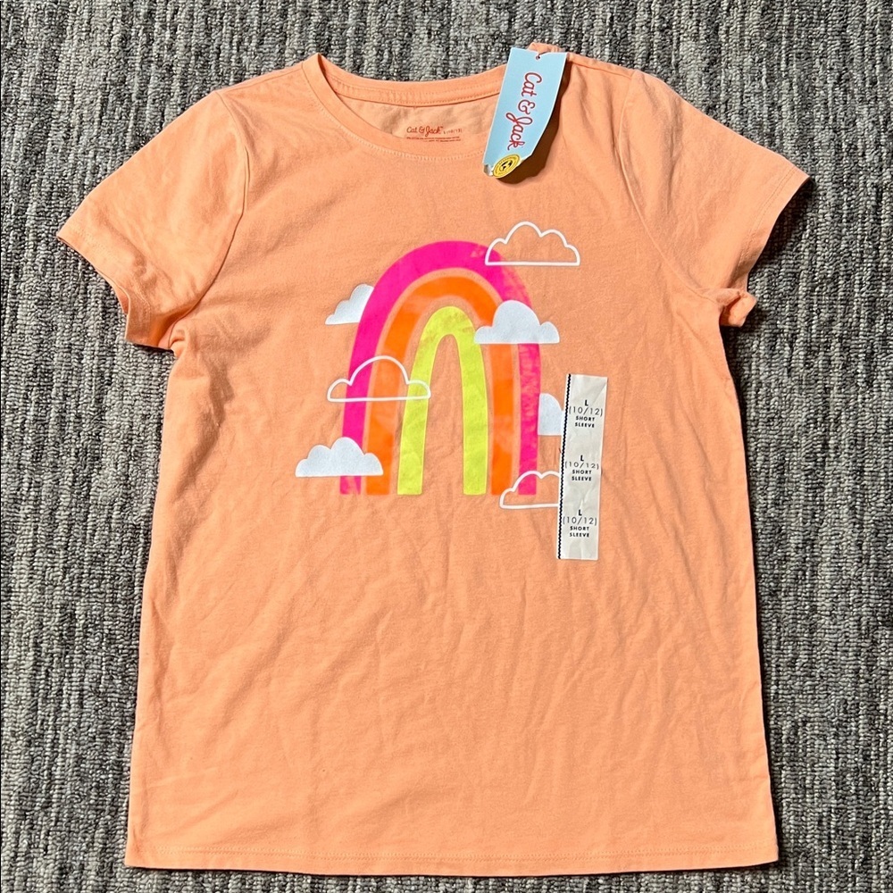 Cat & Jack Peach Rainbow Tee Size L (10/12)